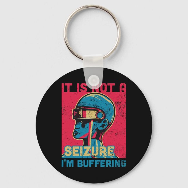 Funny Seizure - Purple ribbon for Epilepsy Awarene Key Ring (Front)