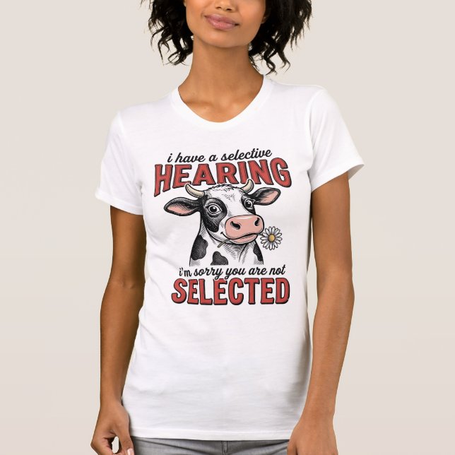 Funny Selective Hearing Cow Vintage Shirt Design_1 (Front)