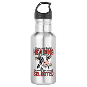 Funny Selective Hearing Cow Vintage Shirt Design_1 532 Ml Water Bottle