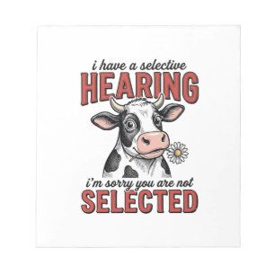 Funny Selective Hearing Cow Vintage Shirt Design_1 Notepad
