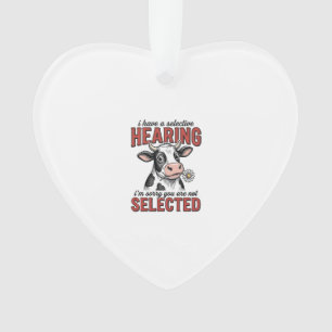 Funny Selective Hearing Cow Vintage Shirt Design_1 Ornament