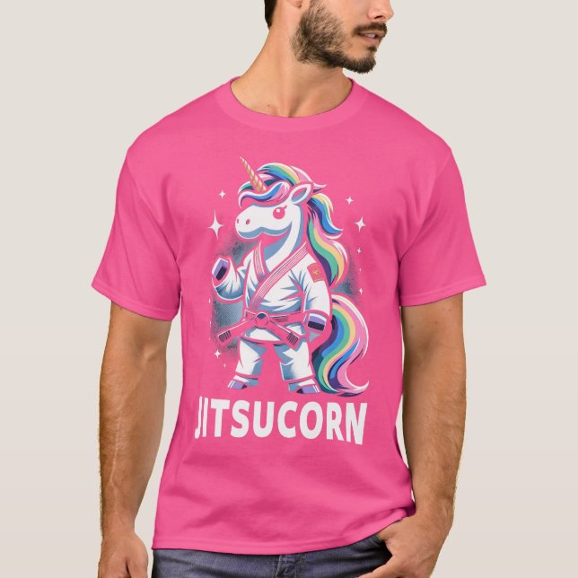 Funny Self Defence Bjj Shirt Cute Unicorn Jiu Jits (Front)