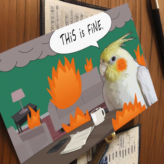 Funny Self Isolating Cockatiel Home Quarantine Postcard (Funny Cockatiel meme postcard for teachers and homeschool parents)