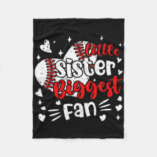 Funny Sell Sports Little Sister Biggest Fan Heart Fleece Blanket