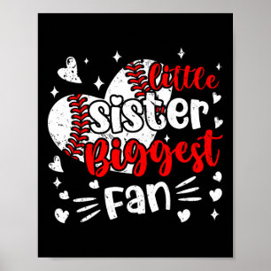 Funny Sell Sports Little Sister Biggest Fan Heart Poster