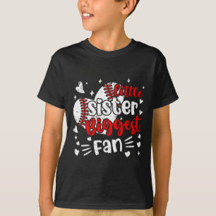 Funny Sell Sports Little Sister Biggest Fan Heart T-Shirt