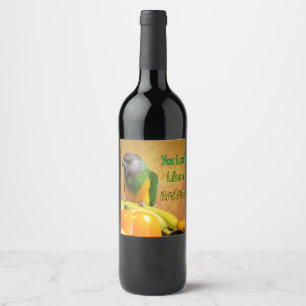 Funny Senegal Parrot Banana Wine Label