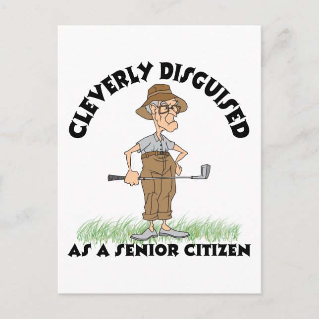 Funny Senior Citizen Golfer Postcard (Front)