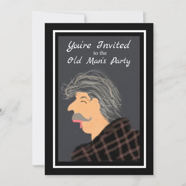 Funny Senior Citizen Old Man's Birthday Party Invitation (Front)