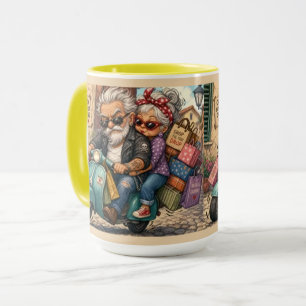 Funny Senior Couple Adventure Scooter Travel Mug