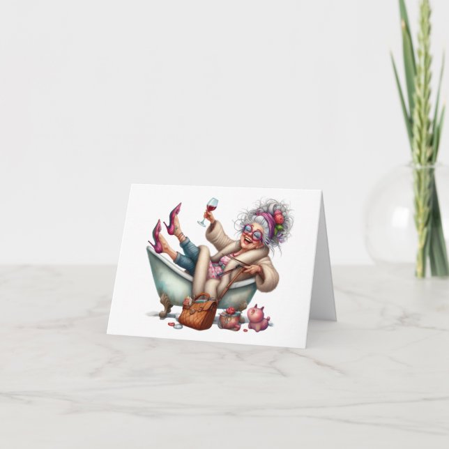 Funny Senior Lady  Note Card (Front)