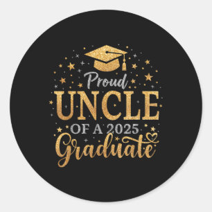 Funny Senior Proud Uncle Of A Cl Of 2025 Graduate Classic Round Sticker