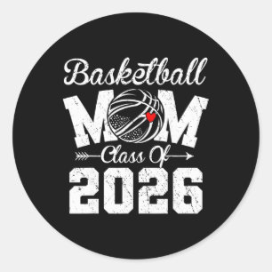 Funny Senior Sketll Mum Cl Of 2026 Graduation Classic Round Sticker
