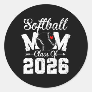 Funny Senior Softll Mum Cl Of 2026 Graduation Classic Round Sticker