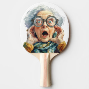 Funny Senior Surprised Face Ping Pong Paddle