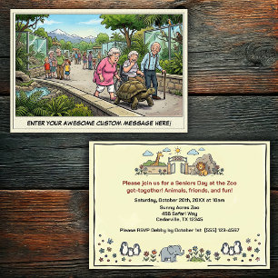 Funny Seniors Day at the Zoo Get-together Invitat Invitation
