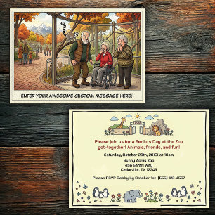 Funny Seniors Day at the Zoo Get-together Invitation