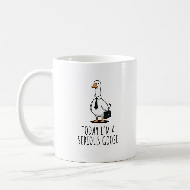 Funny Serious Goose Office Coffee Mug (Left)