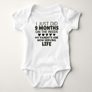 Funny "Serving Life" 9 Months on the Inside Baby Bodysuit