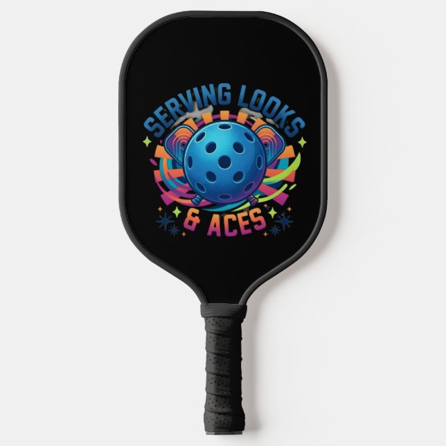 Funny Serving Looks & Aces Custom Name Pickleball Paddle (Front)