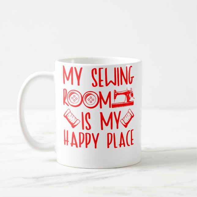 Funny Sewing Art For Men Women Quilting Sewing Mac Coffee Mug (Left)