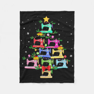 Funny Sewing Christmas Tree Christmas Ornament Wom Fleece Blanket