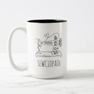 Funny Sewing,Quilter Gift, Sewing Lover, Sewciopat Two-Tone Coffee Mug