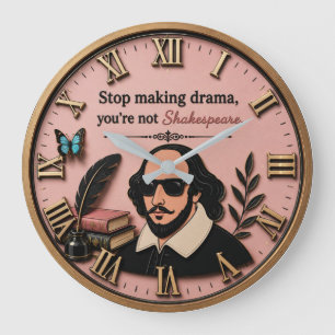 Funny Shakespeare Literary Humor Large Clock