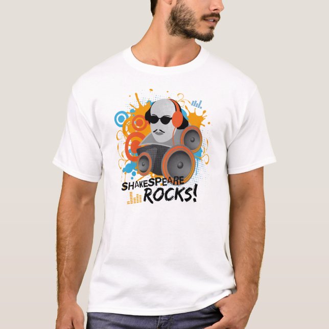 Funny Shakespeare Rocks Tee Shirt Gift (Front)