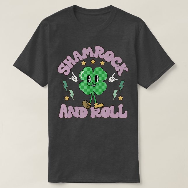 Funny Shamrock And Roll Happy St Patricks Day Chec T-Shirt (Design Front)