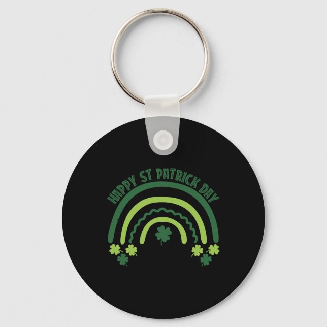 Funny Shamrock Breast Rainbow Irish St Patricks Da Key Ring (Front)