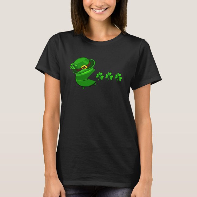 Funny Shamrock Eating Happy St Patrick's Day Men W T-Shirt (Front)