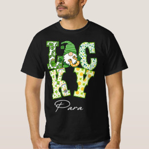Funny Shamrock Gnome Luck Para St Patricks Day Iri T-Shirt