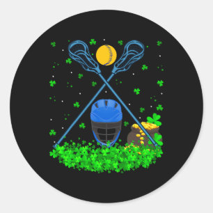 Funny Shamrock Leprechaun Hat Lacrosse St. Patrick Classic Round Sticker
