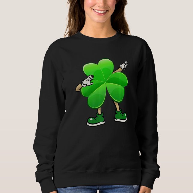 Funny Shamrock Wear Sunglasses Dab Dancer St Patri Sweatshirt (Front)