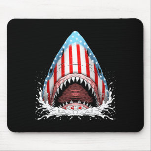 Funny shark american flag jawsome 4th of july kids mouse pad