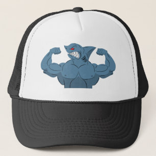 Funny Shark At The Gym Fitness Training Trucker Hat
