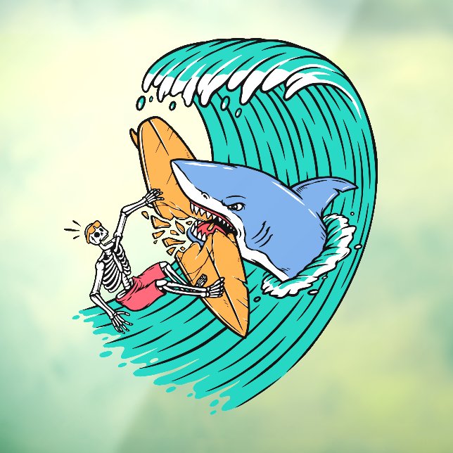 Funny Shark Attacks Surfer Skeleton Dude (Sheet 3)