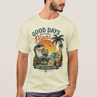 Funny Shark Beach Design T-Shirt