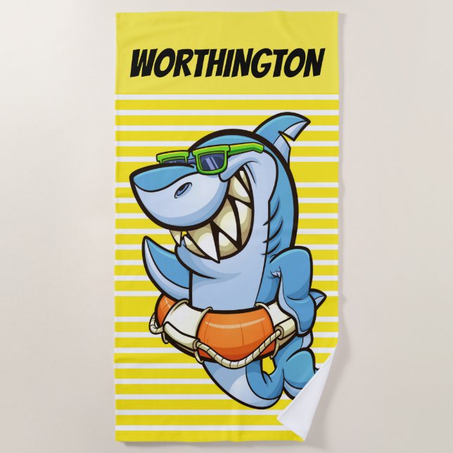 Funny Shark Beach Towel (Front)
