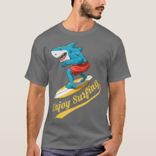 Funny Shark Birthday Summer Surfer Bday Surfboard T-Shirt