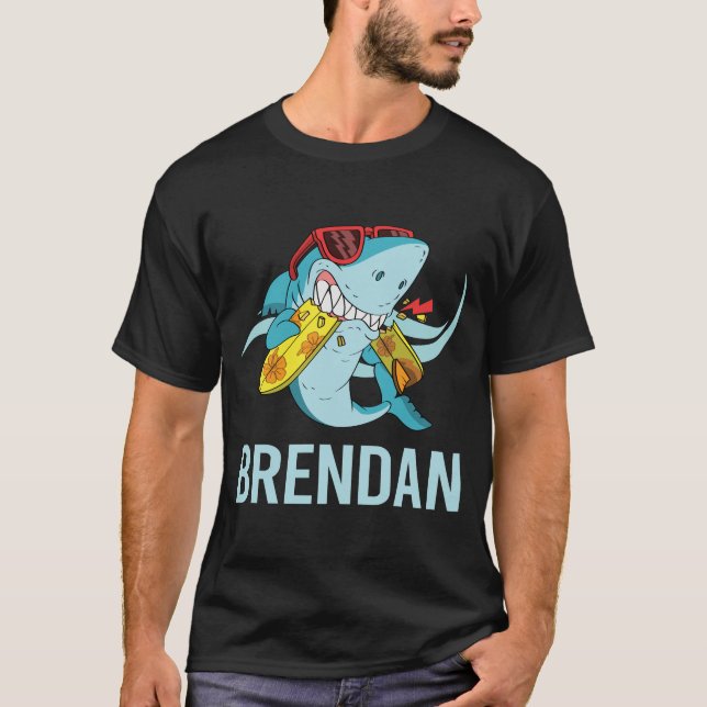 Funny Shark - Brendan Name T-Shirt (Front)