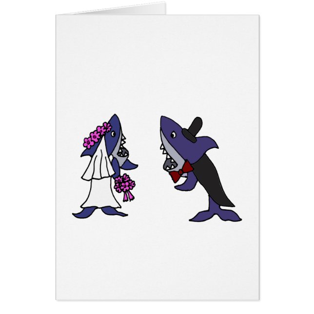Funny Shark Bride and Groom Wedding Cartoon (Front)