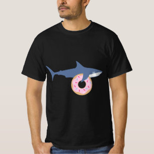 Funny Shark Carrying Donut Cute Food Gift T-Shirt