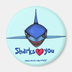 Funny shark cartoon art cool magnet design