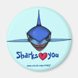 Funny shark cartoon art cool magnet design