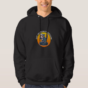 Funny Shark Cat On Robot Vacuum Retro Meme Art Hoodie
