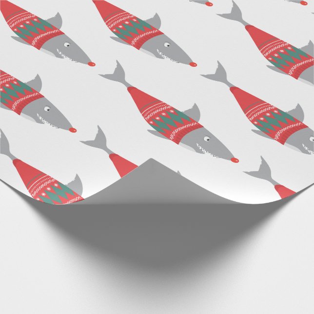 Funny Shark Christmas  Wrapping Paper (Corner)