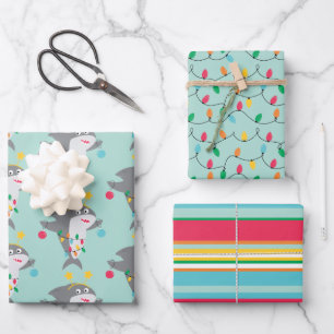 Funny Shark Christmas Wrapping Paper Sheet