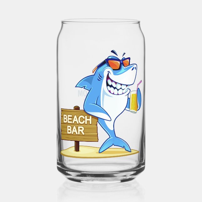 Funny Shark custom name Can Glass (Front)